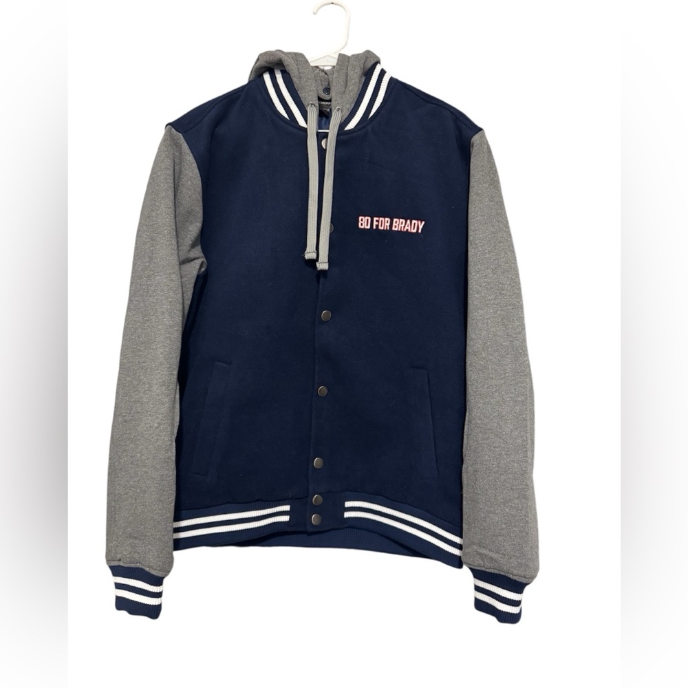 Sport-Tek Navy & Gray Bomber-Style Hooded Varsity Jacket